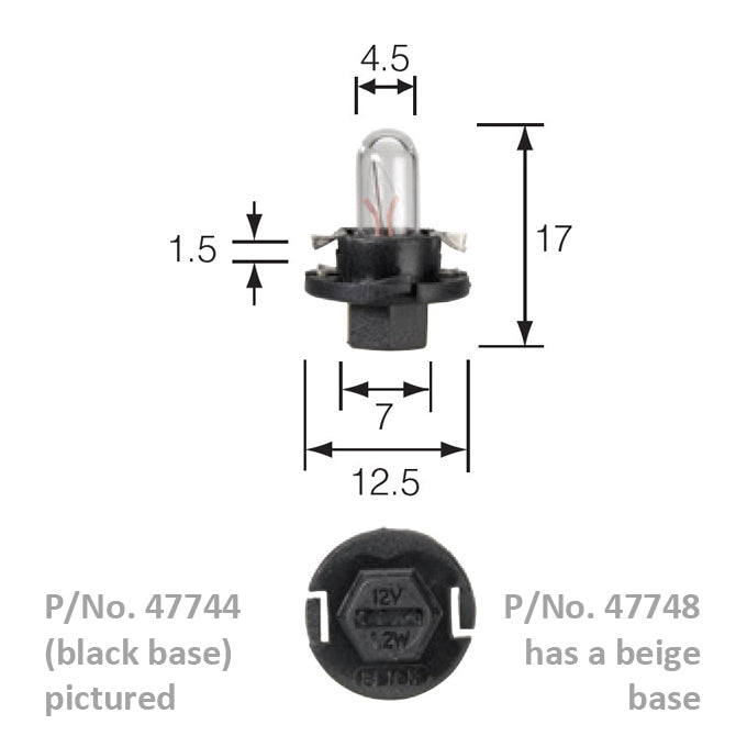 Narva 12V 1.5W BX8.4d Dash Panel Globes 47748