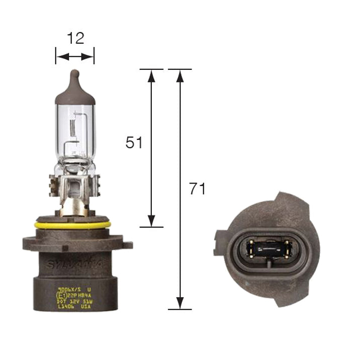 Narva 12V HB4A 51W P22d Halogen Headlight Globe 48022BL