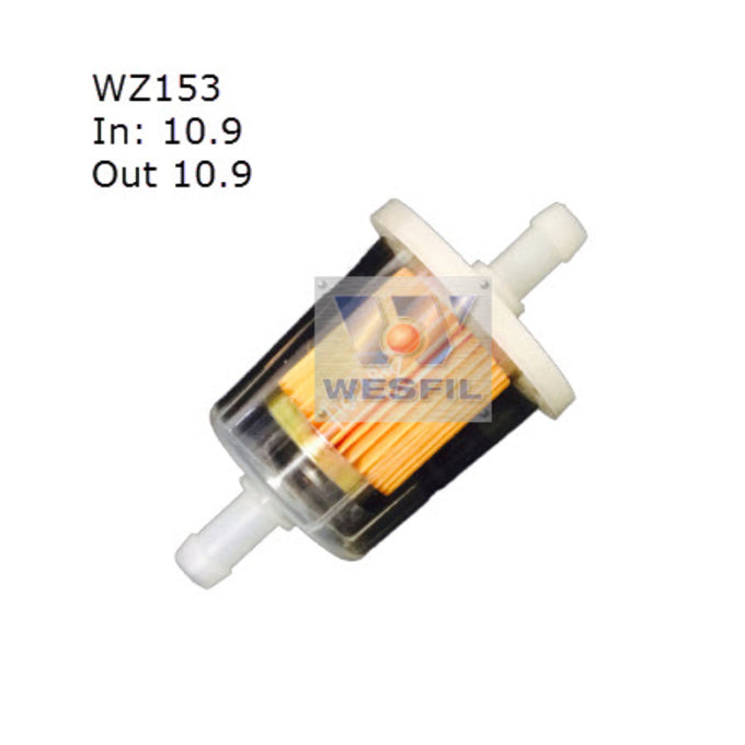 Wesfil Plastic In-line Fuel Filter WZ153