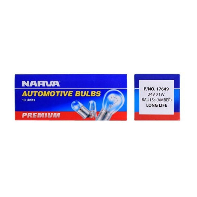 Narva 24V 21W Amber BAU15s Premium Globes 17649
