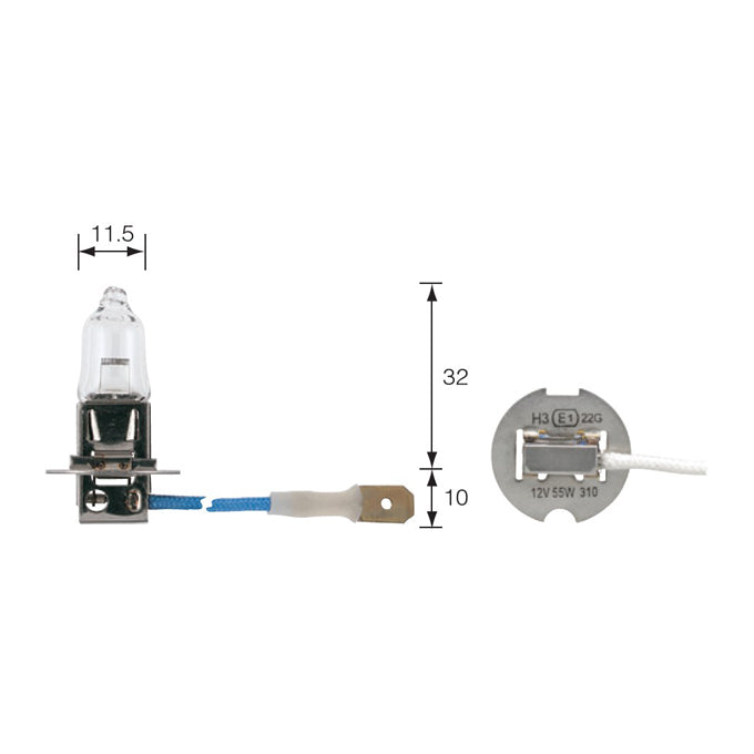 Narva 12V H3 55W PK22s Intense Plus 30 Halogen Headlight Globe 48321BL