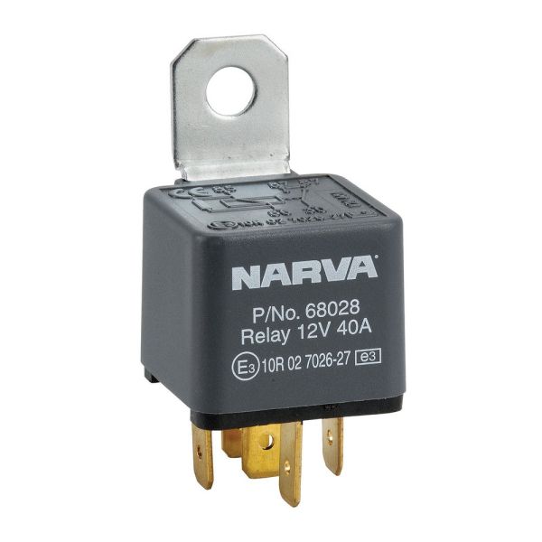 Narva 12V 40A Normally Open 5 Pin Relay with Resistor 68028BL