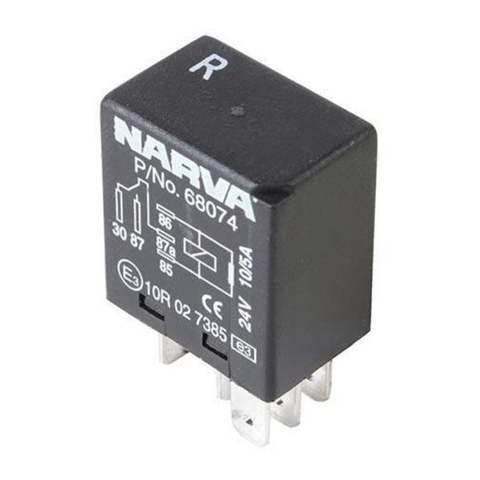 Narva 24V 10A/5A Change-Over 5 Pin Relay with Resistor 68074BL