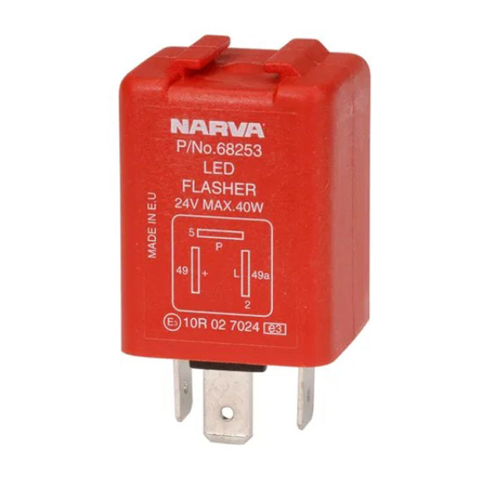Narva 24 Volt 3 Pin LED Electronic Flasher with Pilot 68253BL