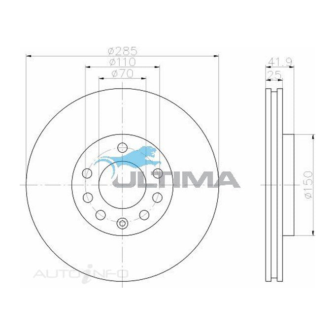 Ultima Disc Brake Rotor AAP2820