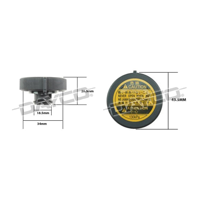 Dayco Coolant/Expansion Recovery Tank Cap DRC039