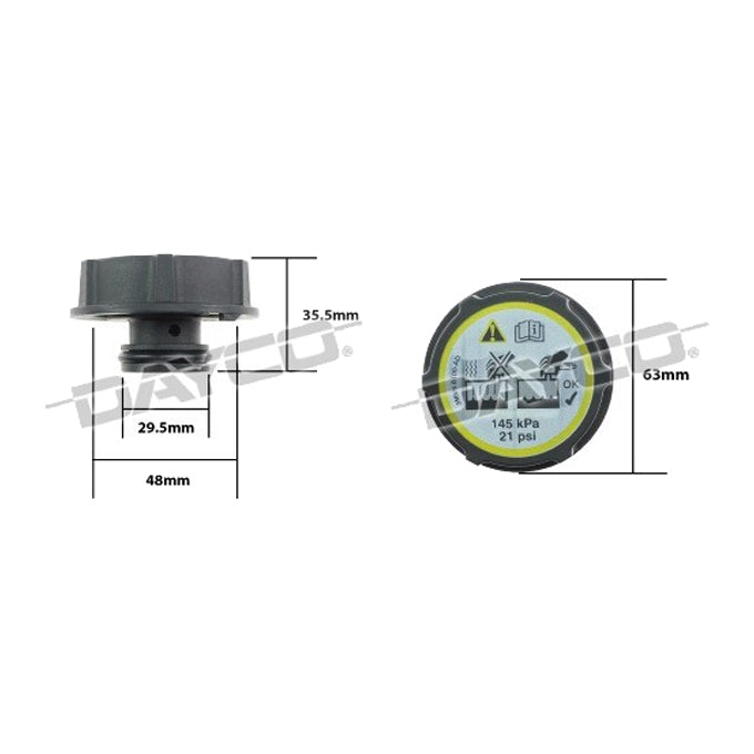 Dayco Coolant/Expansion Recovery Tank Cap DRC045