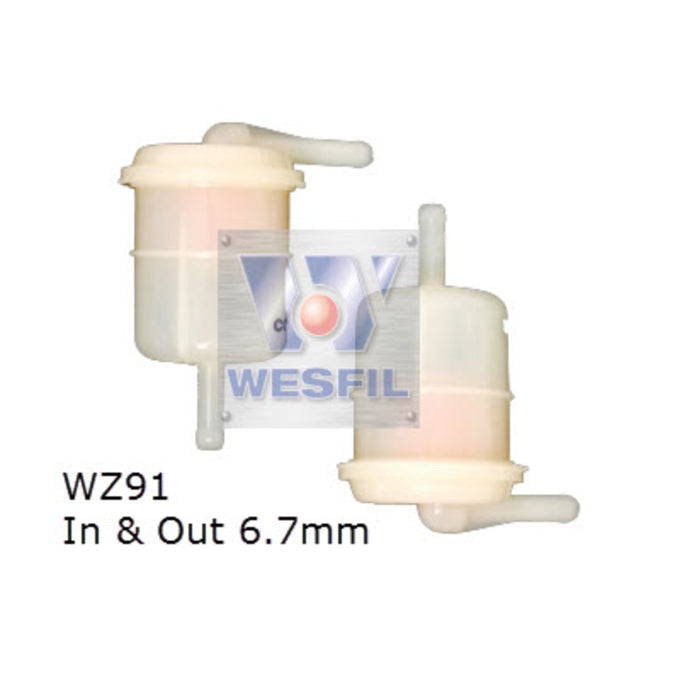 Wesfil Plastic In-line Fuel Filter WZ91